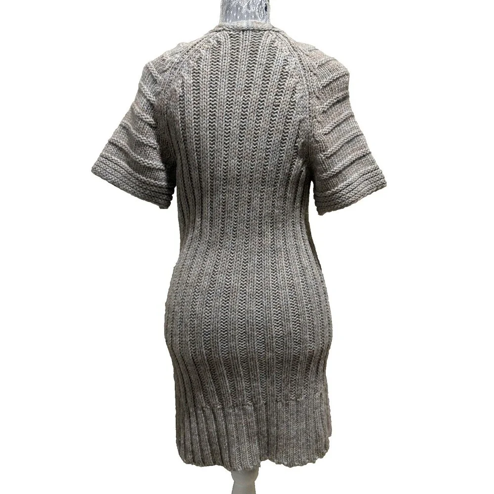 Banana Republic Alpaca Mix Cable Knit Sweater Dress Womens S V Neck Short Sleeve